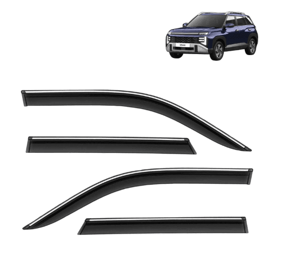 Chrome Lining Door Visor Only Compatible with Hyundai Venue Year 2025 Onwards All Model